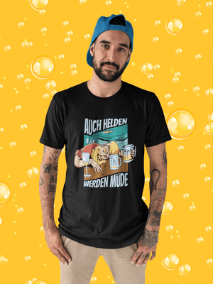 Auch Helden werden müde - Premium T-Shirt - Biermode | Mode für den Bierliebhaber